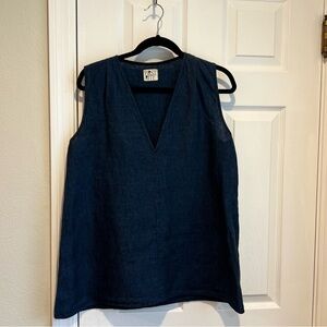 Navy linen v neck